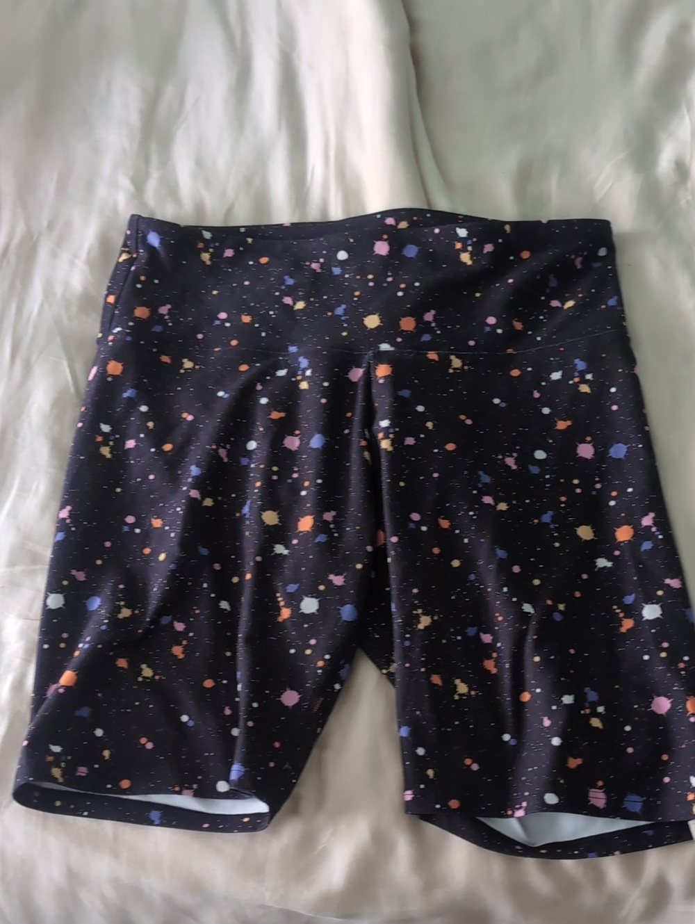Summersalt Black Bike Shorts with Multicolor Paint-Splash Print